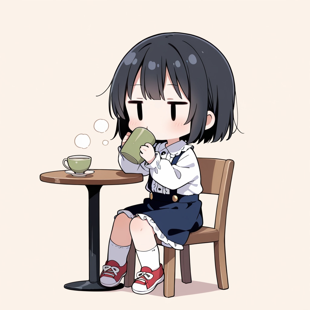 日本茶を飲む