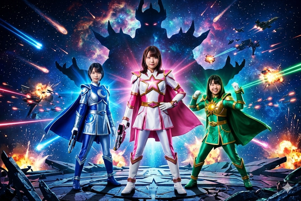 戦隊ヒーローなPuni-Paletteの３人