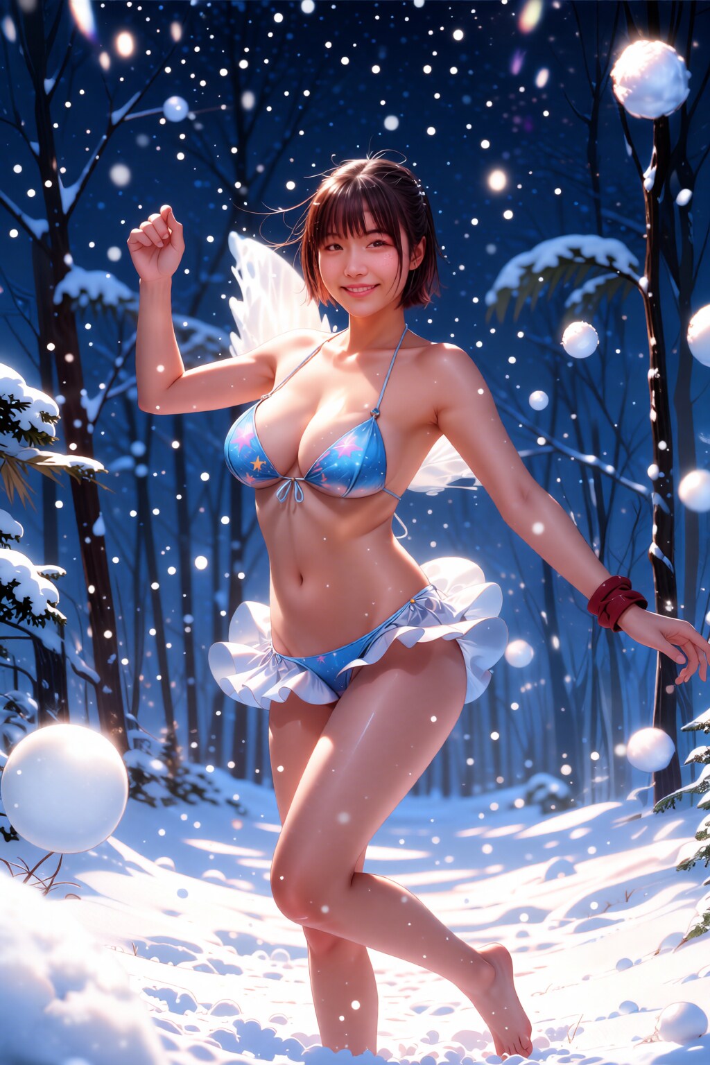 わーい，雪の女神様の服着せてもらったよ
