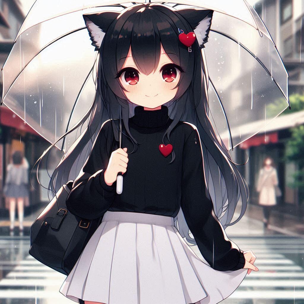 雨降る街中を