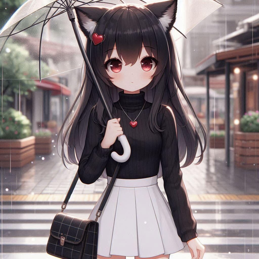 雨降る街中を