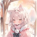 雪の日の猫耳娘。 2枚目
