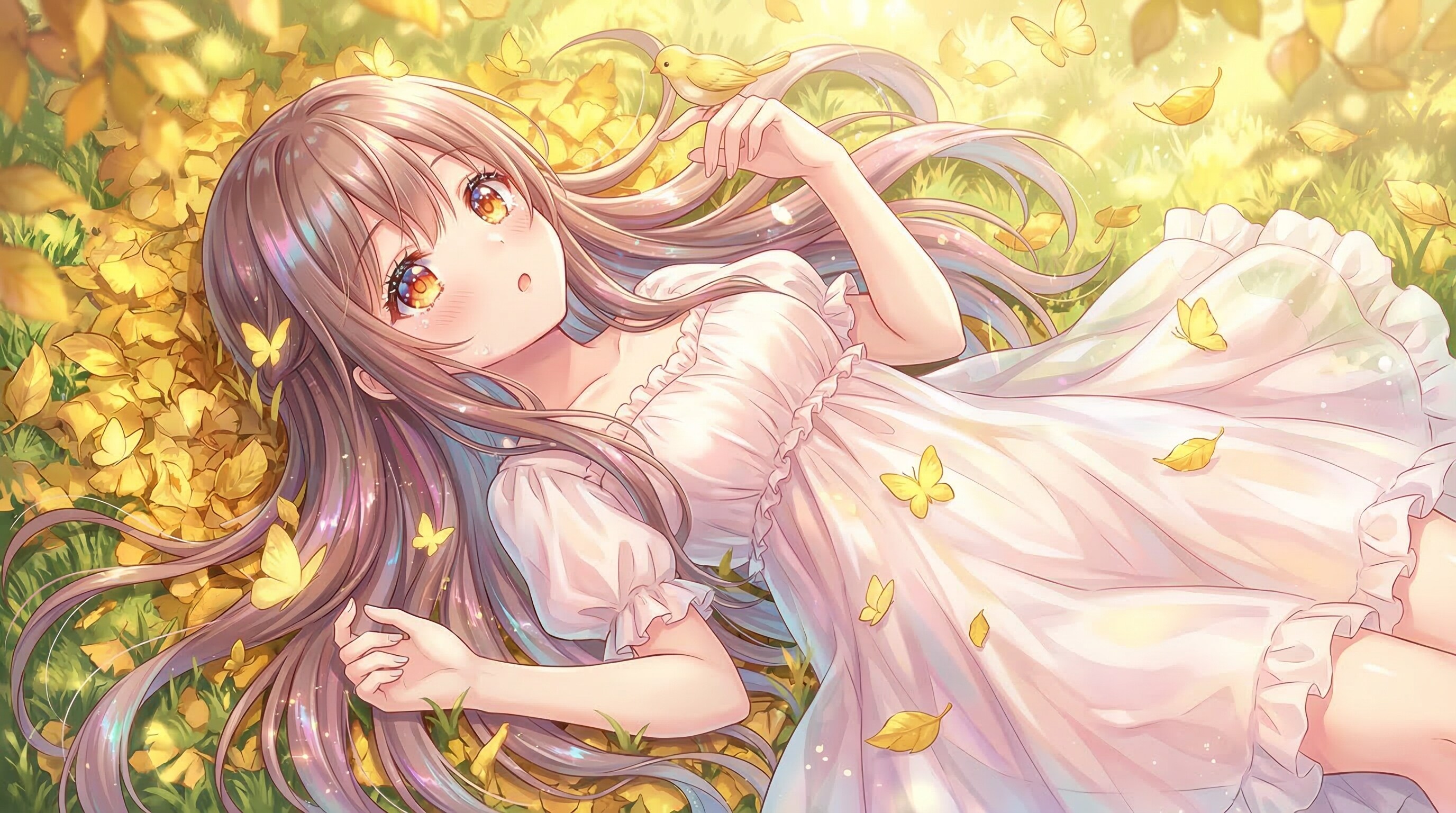 黄金の小鳥と少女の午後 | の人気AIイラスト・グラビア