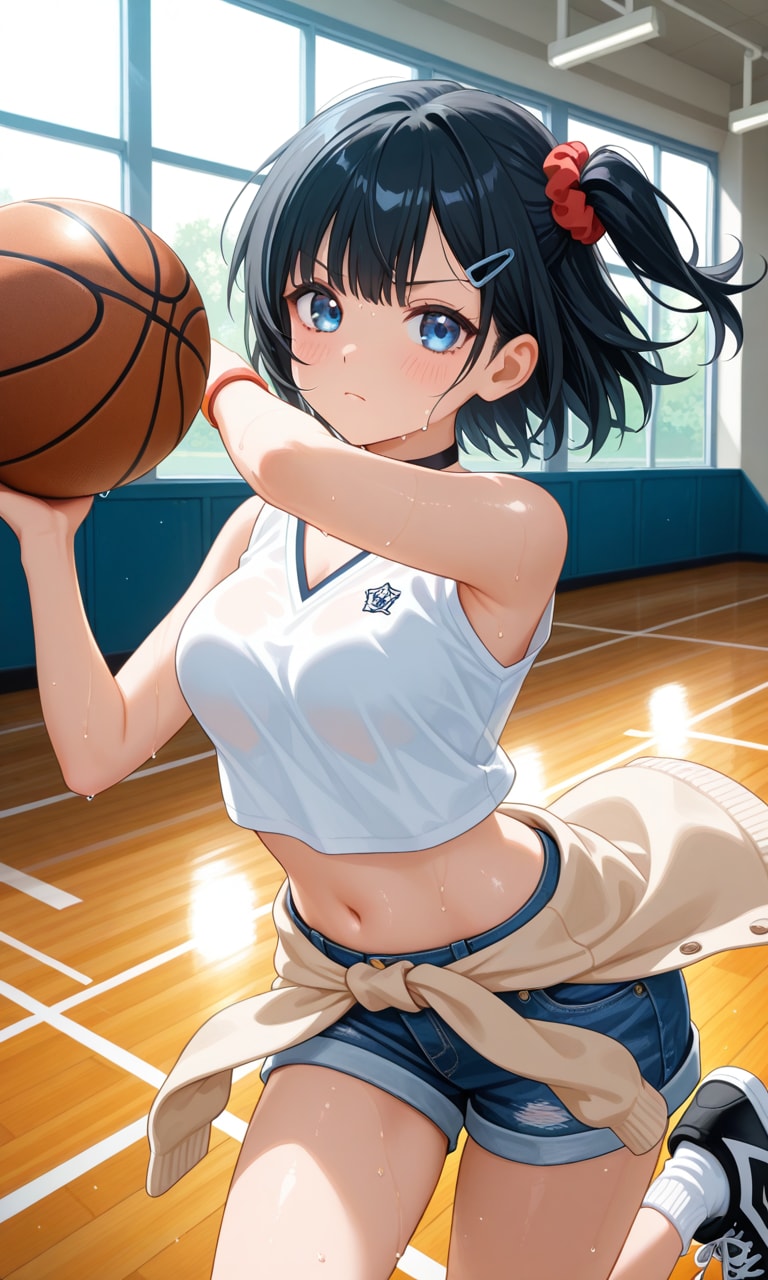 幼馴染との1on1……だけどバスケ以上にドキドキすることが | の人気AIイラスト・グラビア