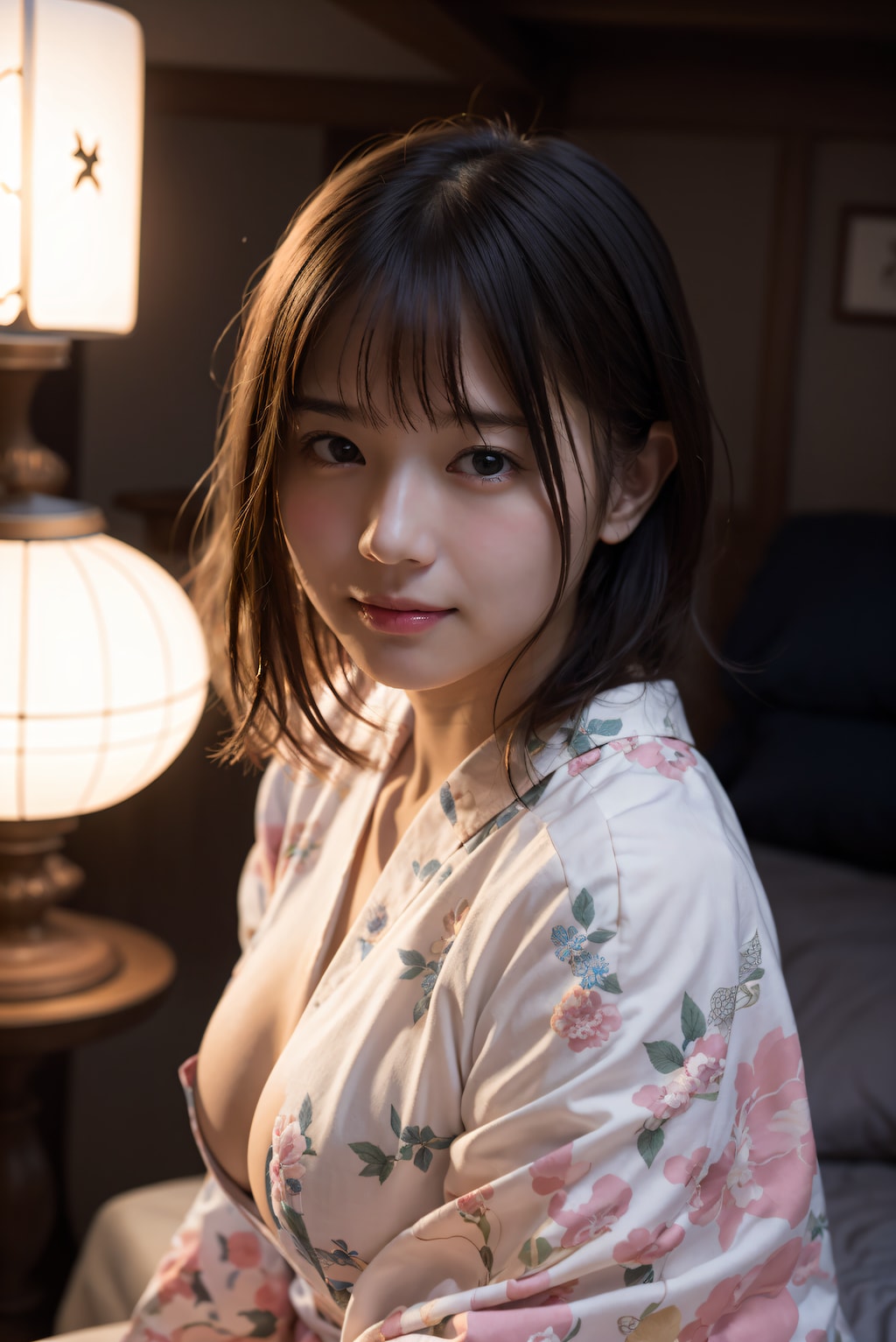 寝室の着物の女性 2