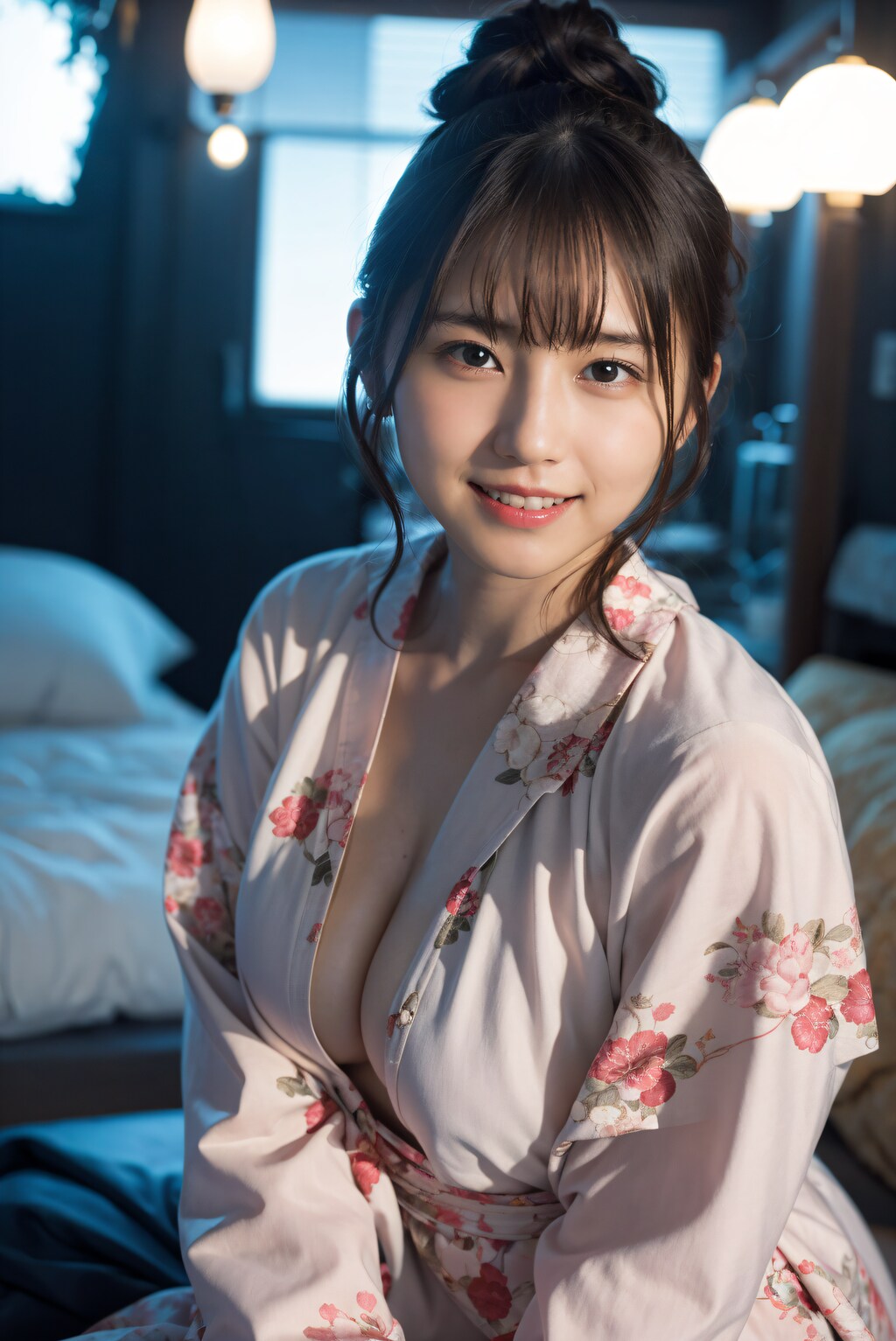 寝室の着物の女性 2