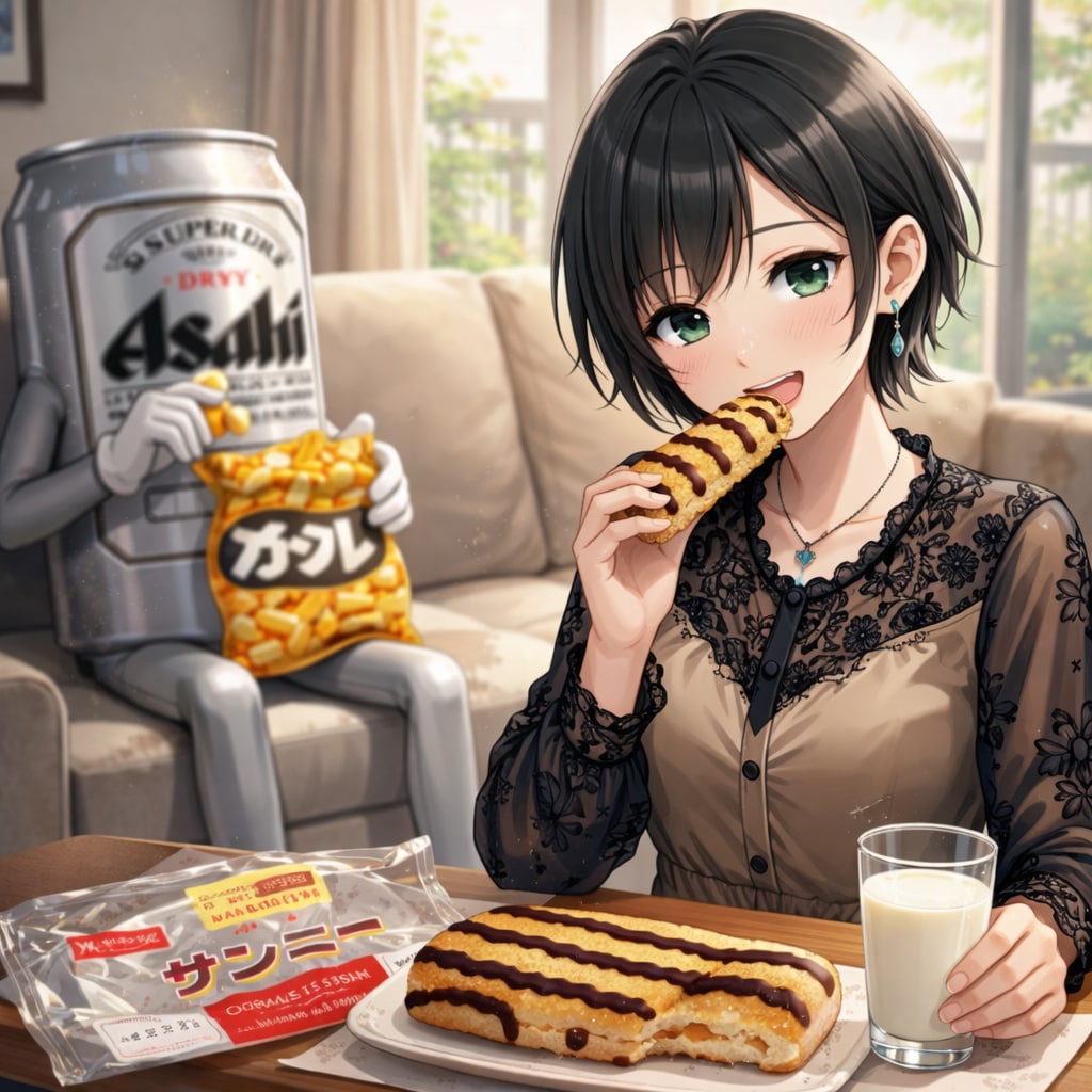 サンミーを食べる藍音ちゃん