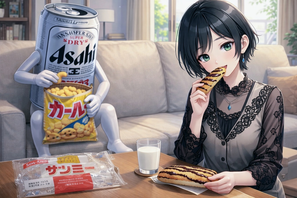 サンミーを食べる藍音ちゃん