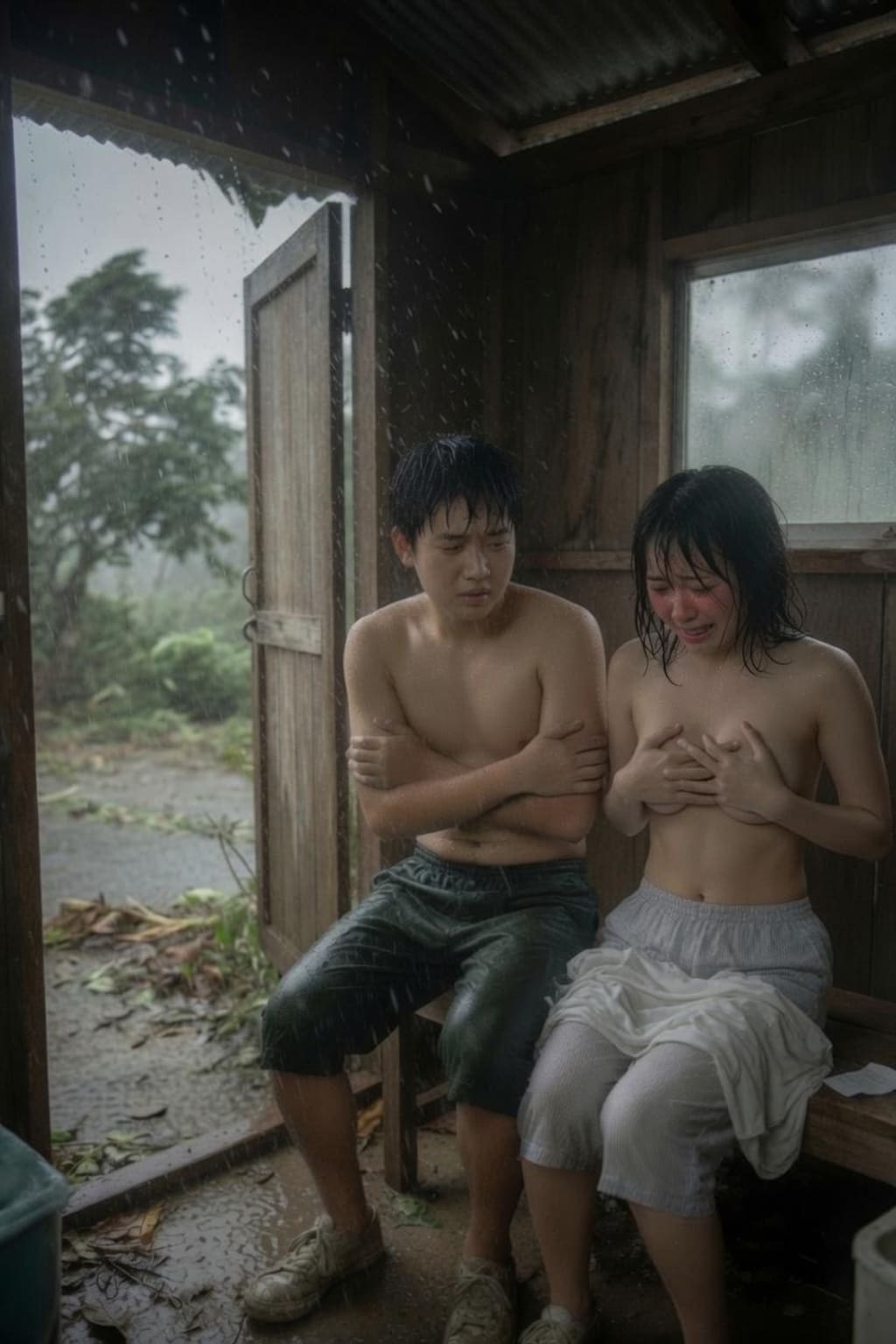 台風の日のカップル