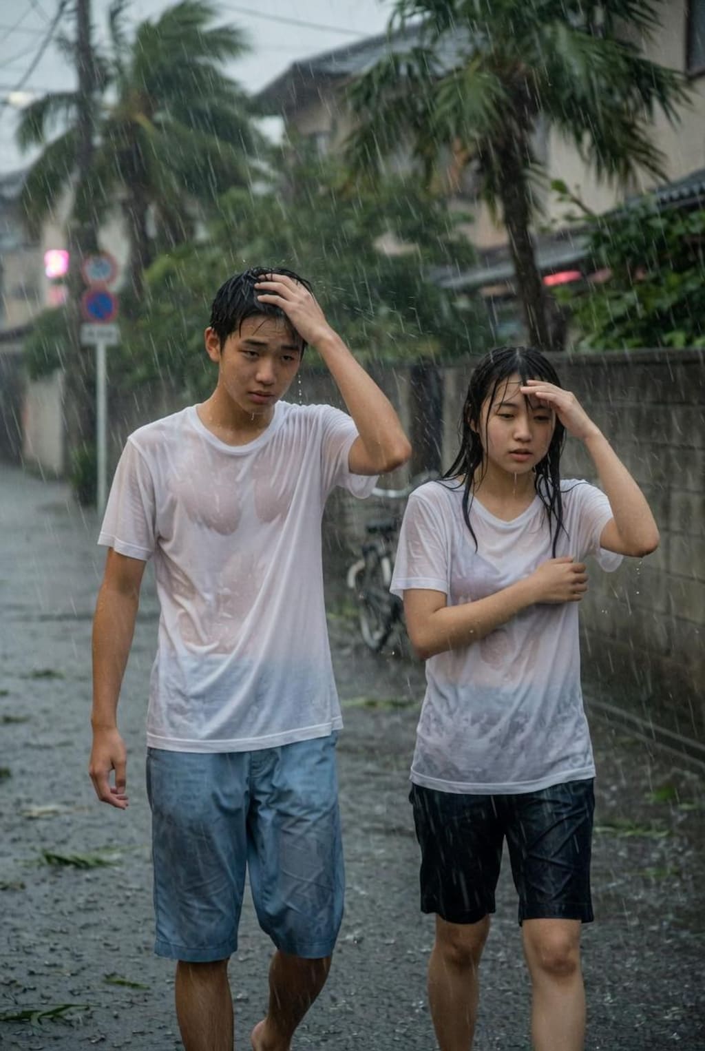 台風の日のカップル
