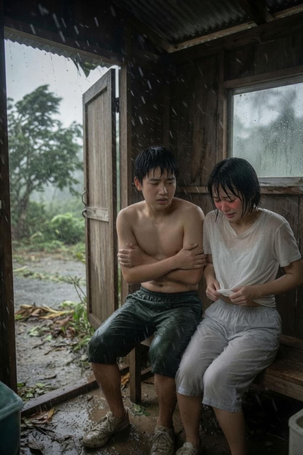 台風の日のカップル