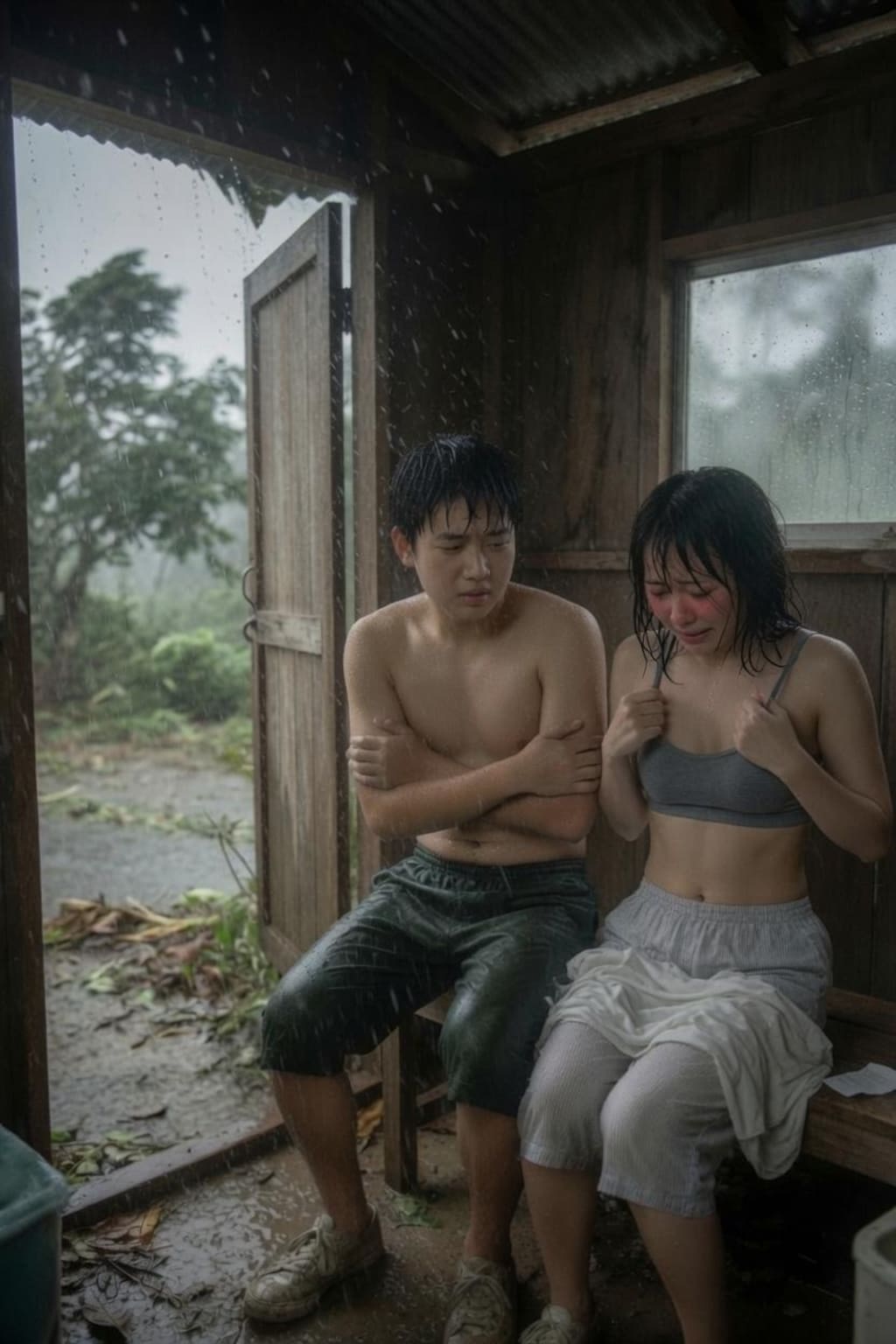 台風の日のカップル