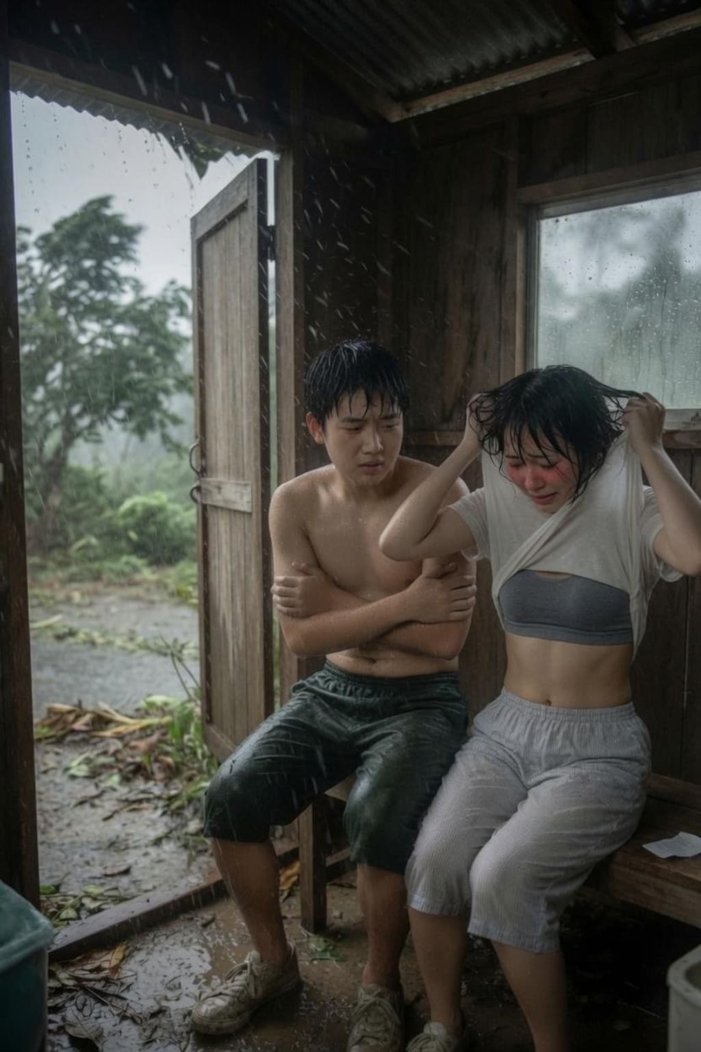 台風の日のカップル
