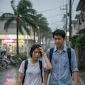 台風の日のカップル 3枚目