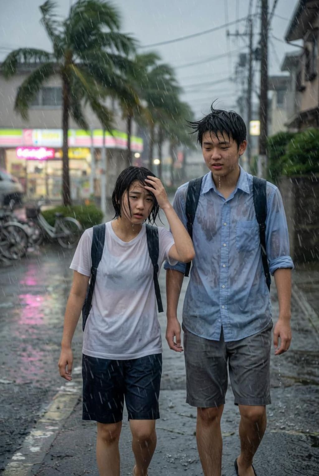 台風の日のカップル