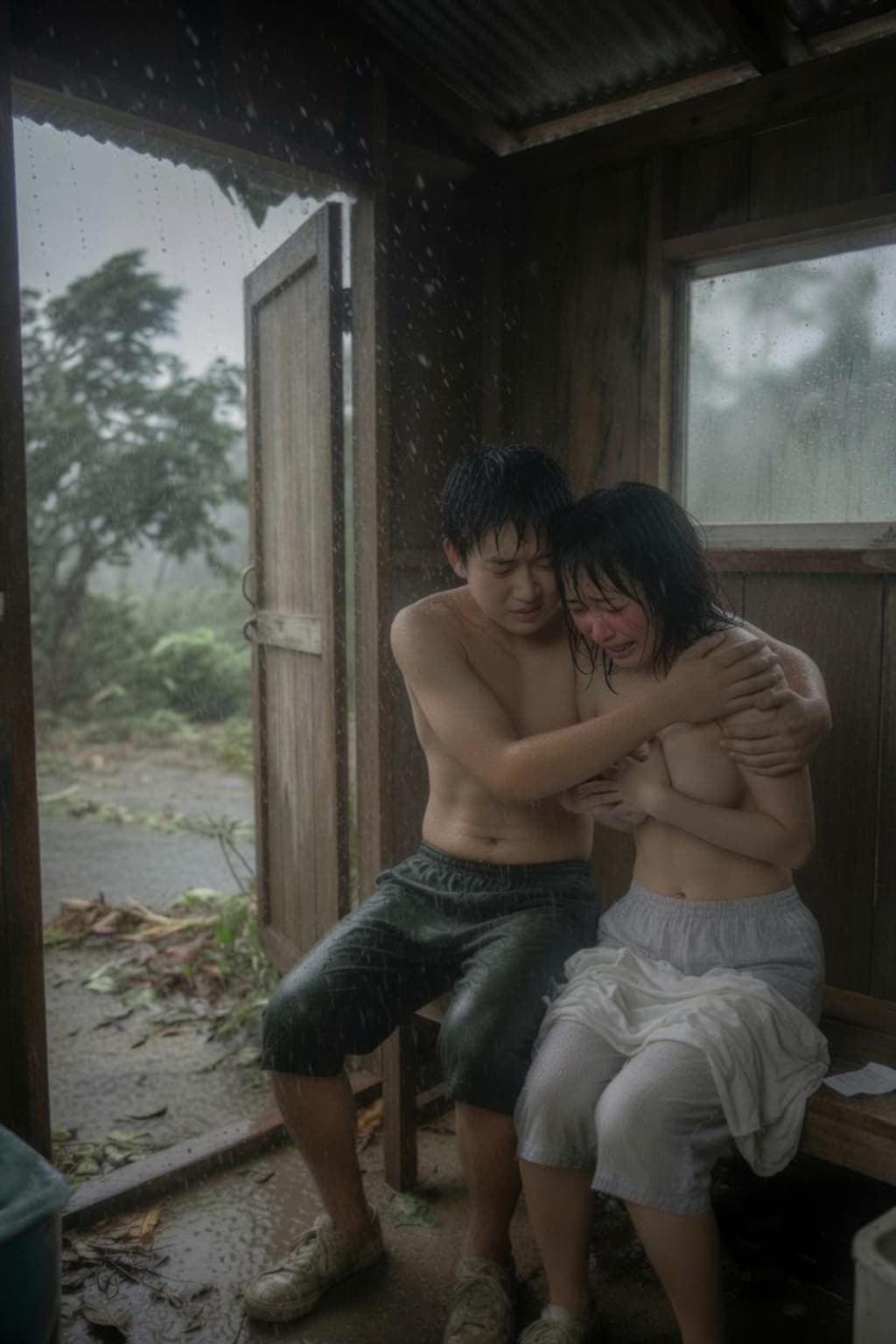 台風の日のカップル