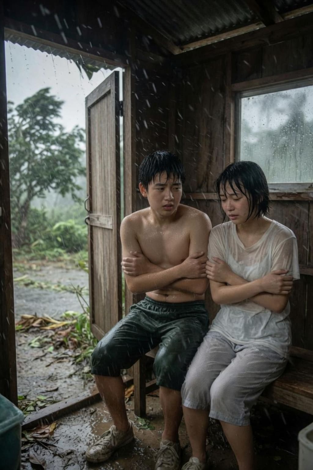 台風の日のカップル