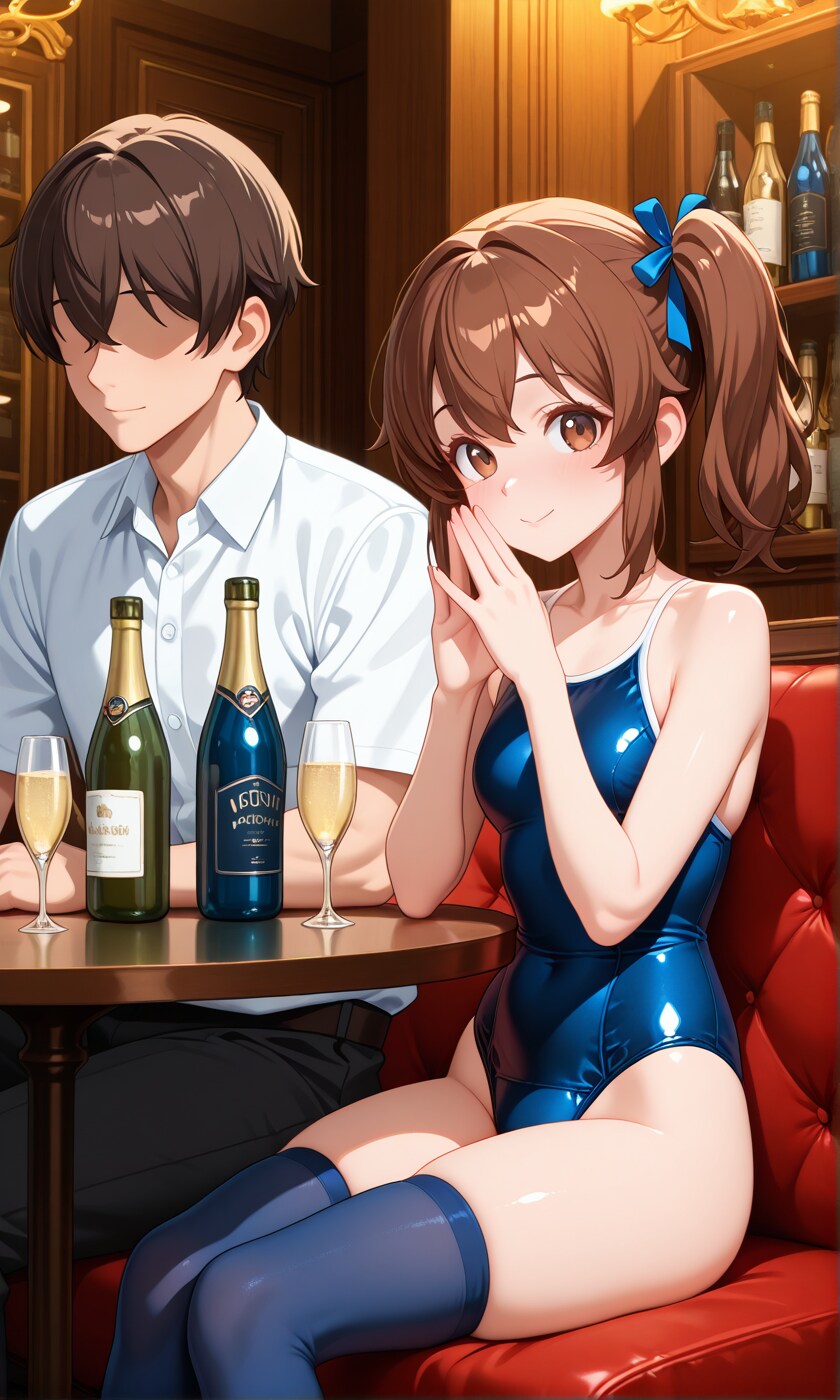 スク水キャバクラで働くスク水サイドポニー女子
