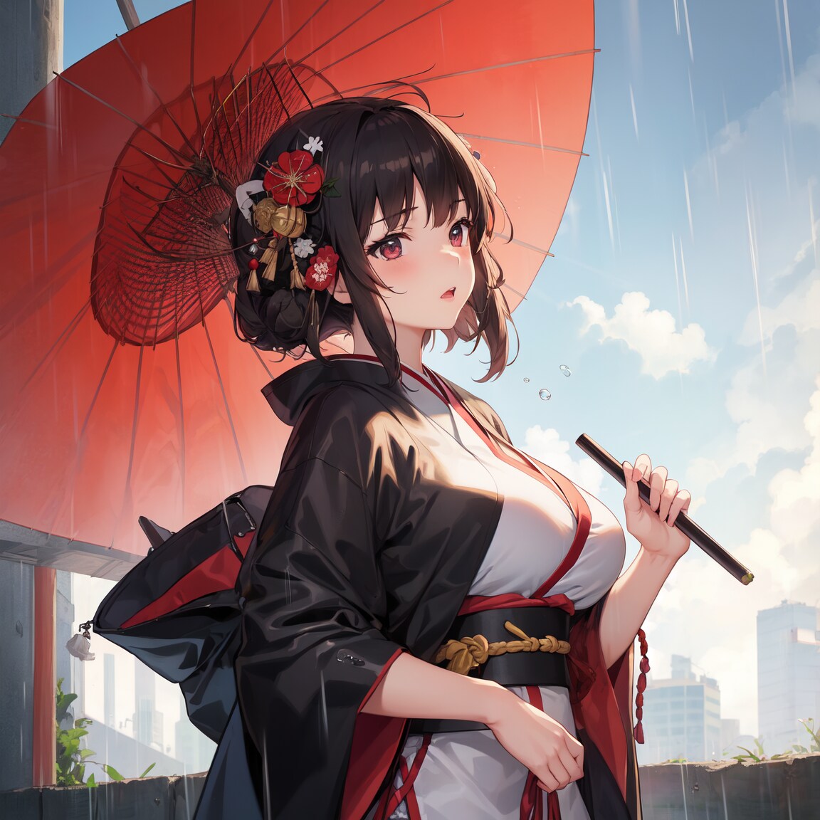 和服とレインコート