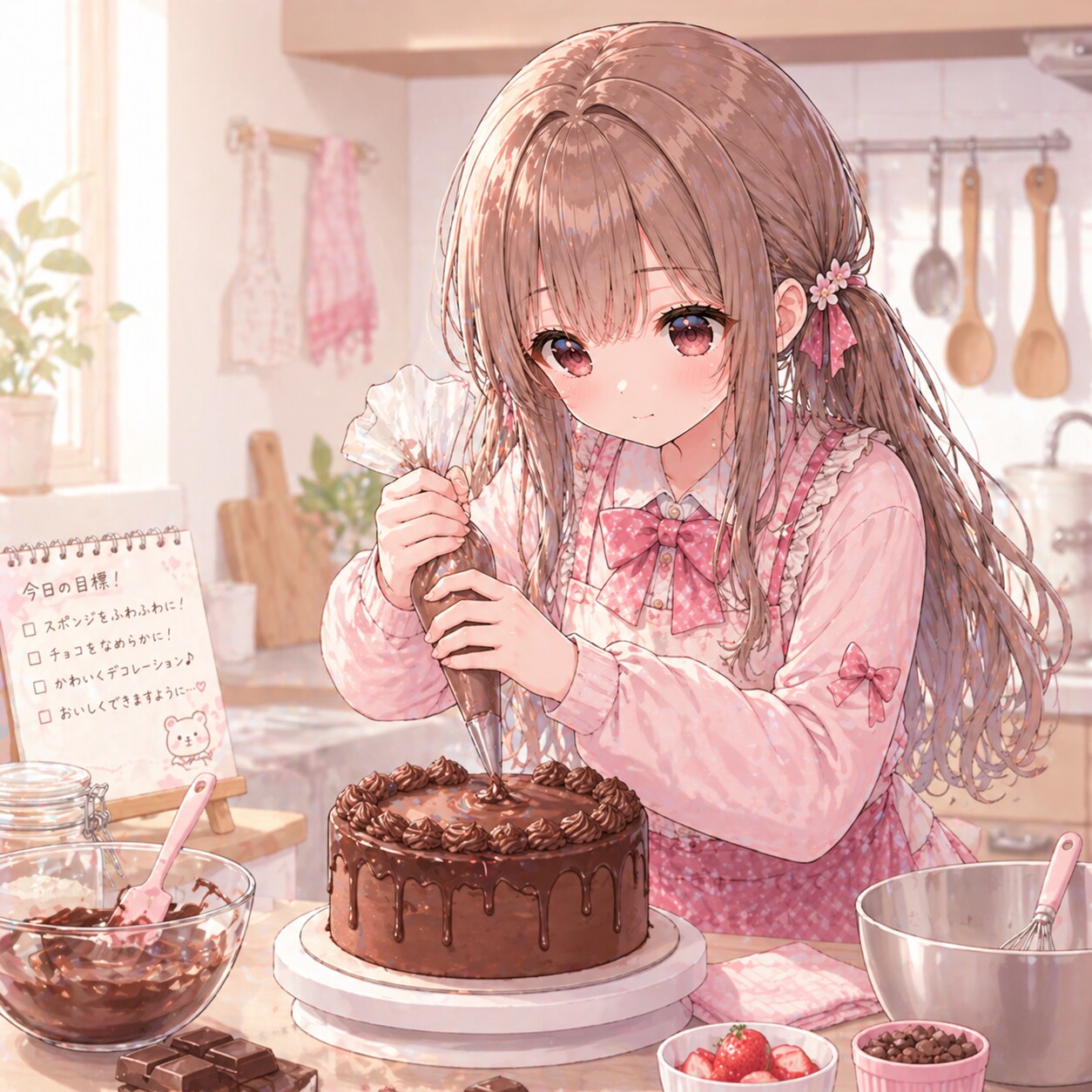 GW:チョコレートケーキ作りに夢中になる梢