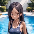 黒髪ロングスク水 2枚目