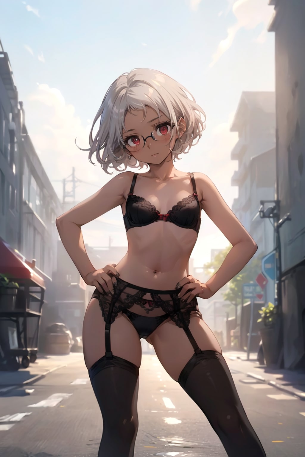 下着の眼鏡っ娘