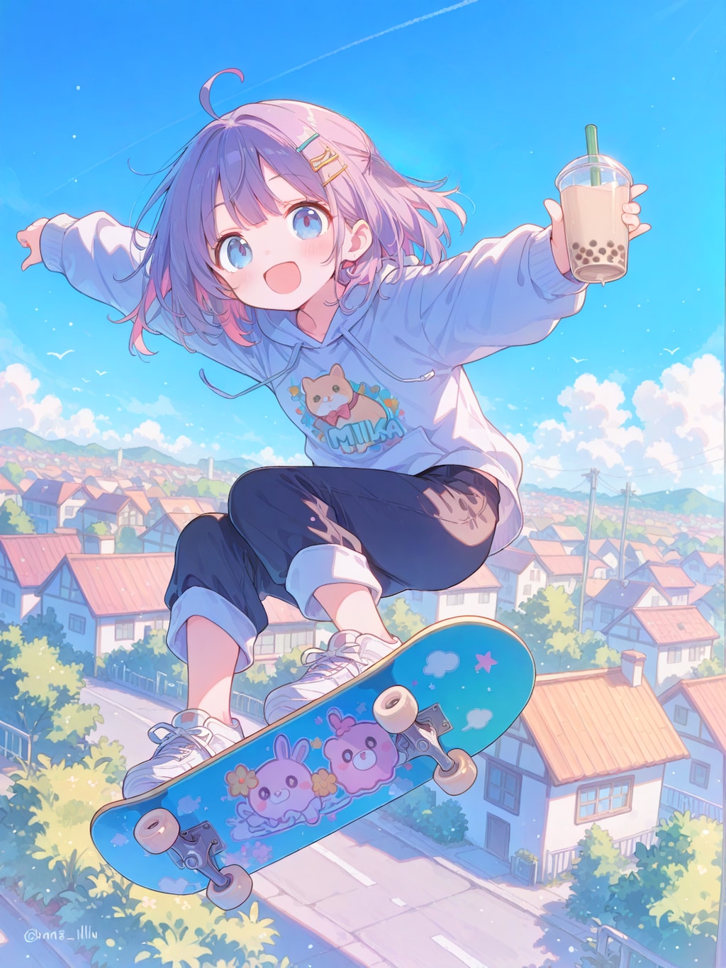 空飛ぶスケボーガール