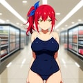 赤毛ちゃん　スク水ショッピングin seaART 4枚目