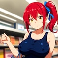 赤毛ちゃん　スク水ショッピングin seaART 2枚目