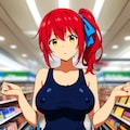 赤毛ちゃん　スク水ショッピングin seaART 3枚目