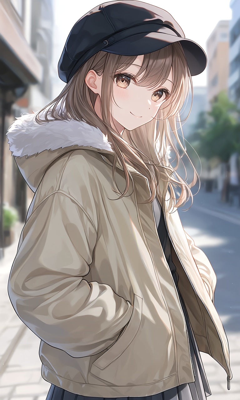 キャスケットの女の子