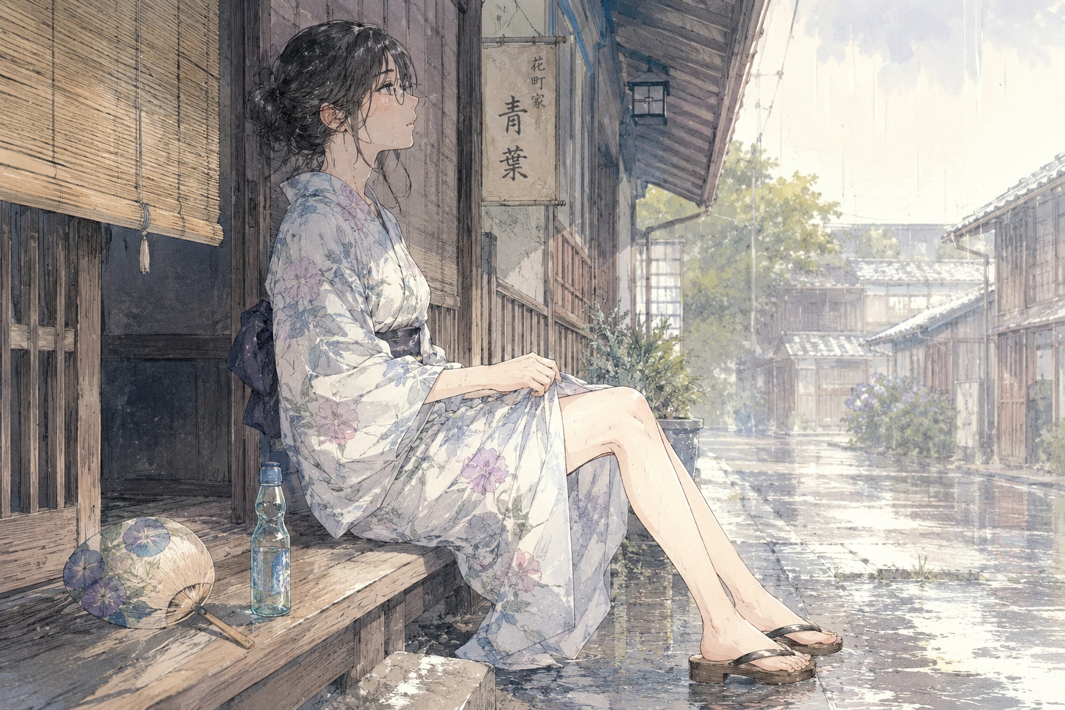 京町家、俄雨 | の人気AIイラスト・グラビア