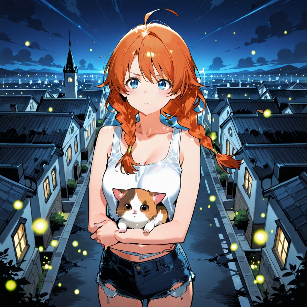 寒そうだけどなんかこれから壮大な物語に巻き込まれにいくつもりであろうシリアス表情の少女と猫 | の人気AIイラスト・グラビア