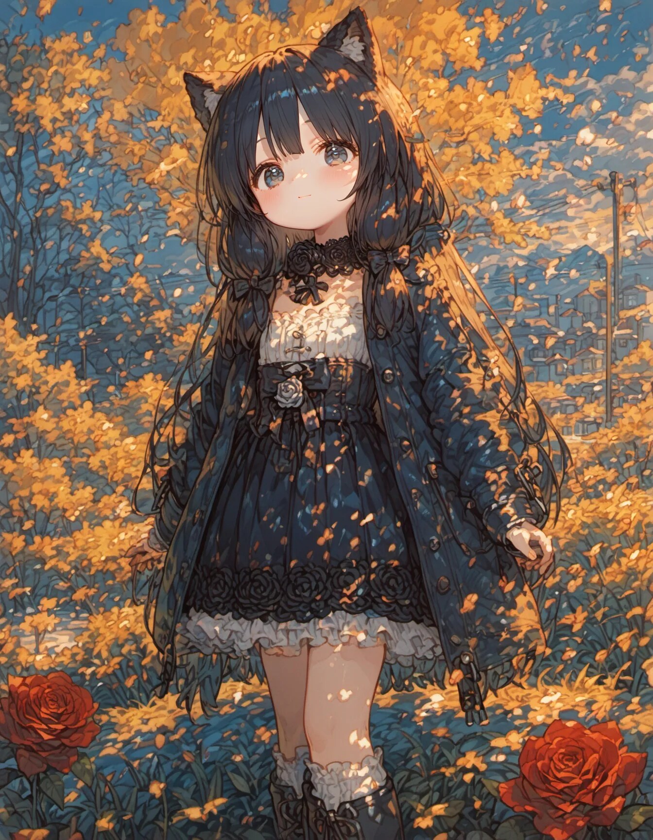 Little Gothic Fox in Autumn's Gold | の人気AIイラスト・グラビア