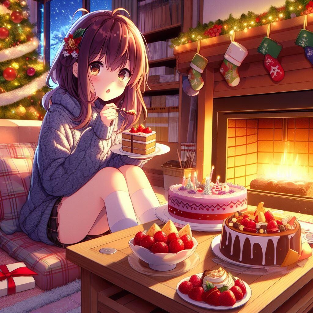 先にケーキを食べ始めた女の子