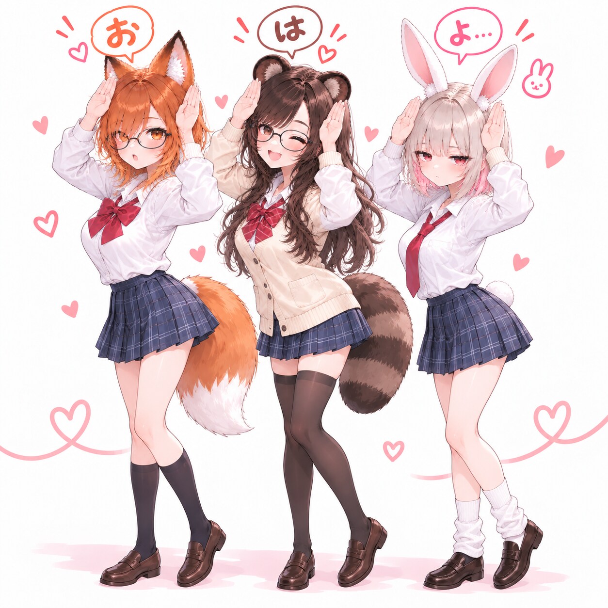 おはキツネタヌキウサギ2 | の人気AIイラスト・グラビア