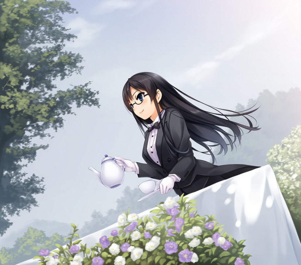 tuxedo, teapot, garden