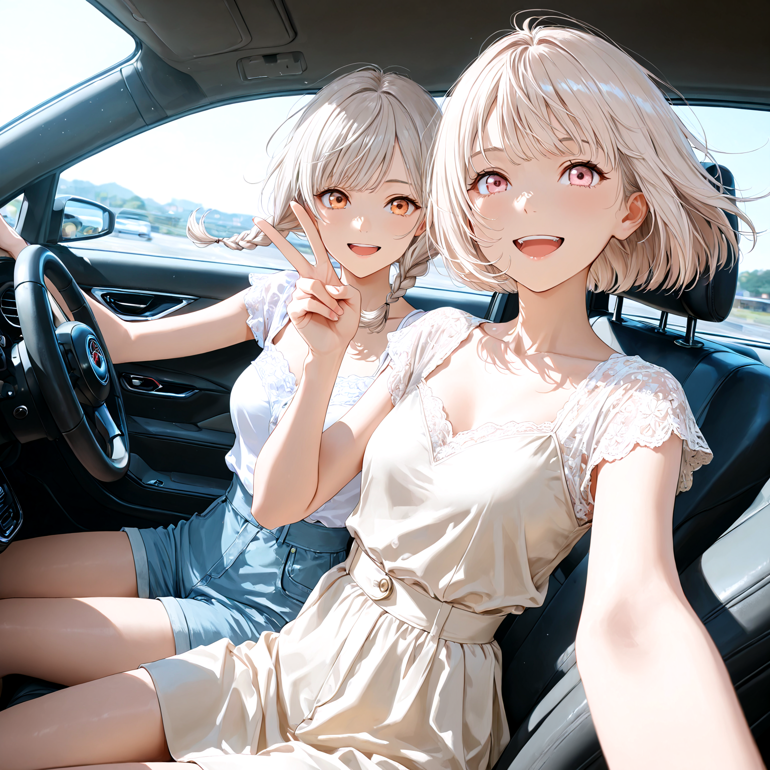 二人でドライブ