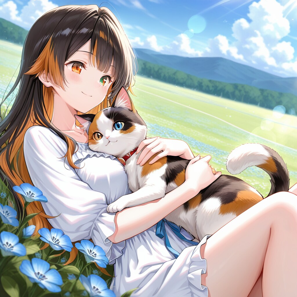 ネモフィラ畑でつかまえて（２）QILINE | の人気AIイラスト・グラビア
