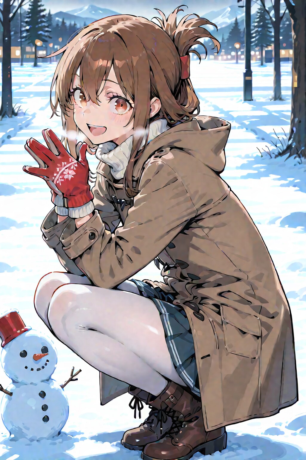 雪遊びする電ちゃん
