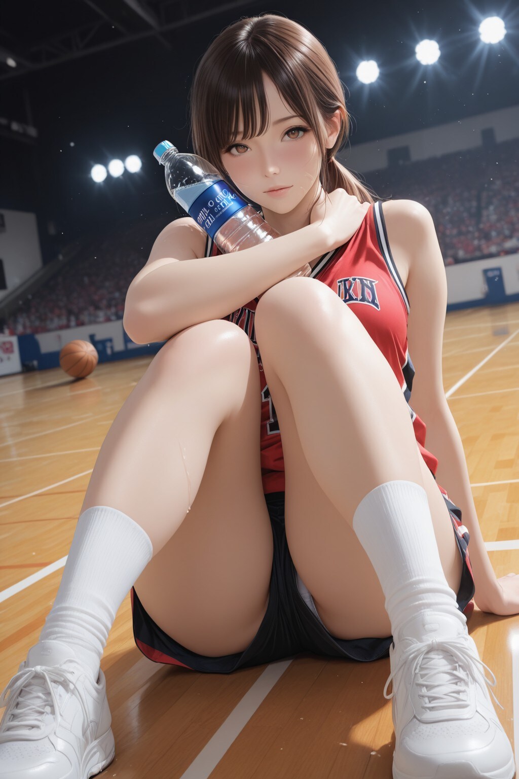 Basketball Girl（バスケット・ガール 試合後のストレッチと水分補給。）
