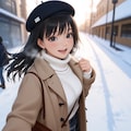 雪の積もったキャンパスを歩く女子大生 10枚目