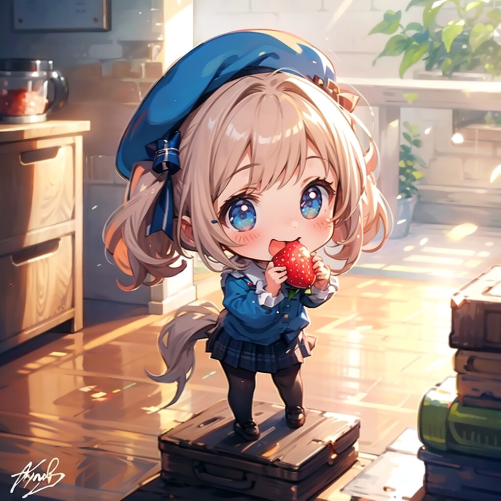 苺を食べる。
