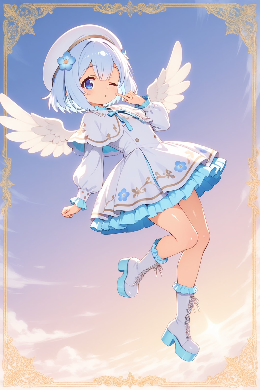 Little kawaii angel descending from heaven. | の人気AIイラスト・グラビア