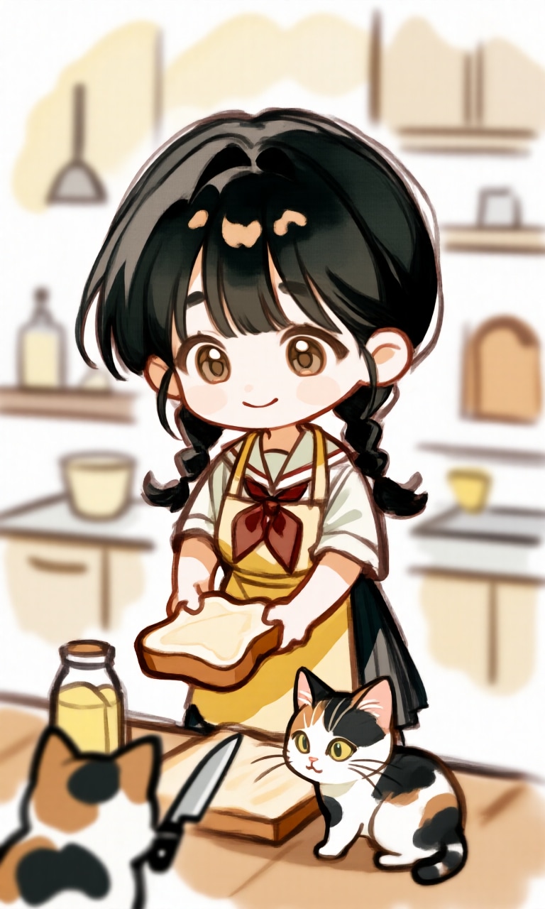 今日のお弁当はサンドイッチ、つまみ食いしようとしているにゃんこ | の人気AIイラスト・グラビア