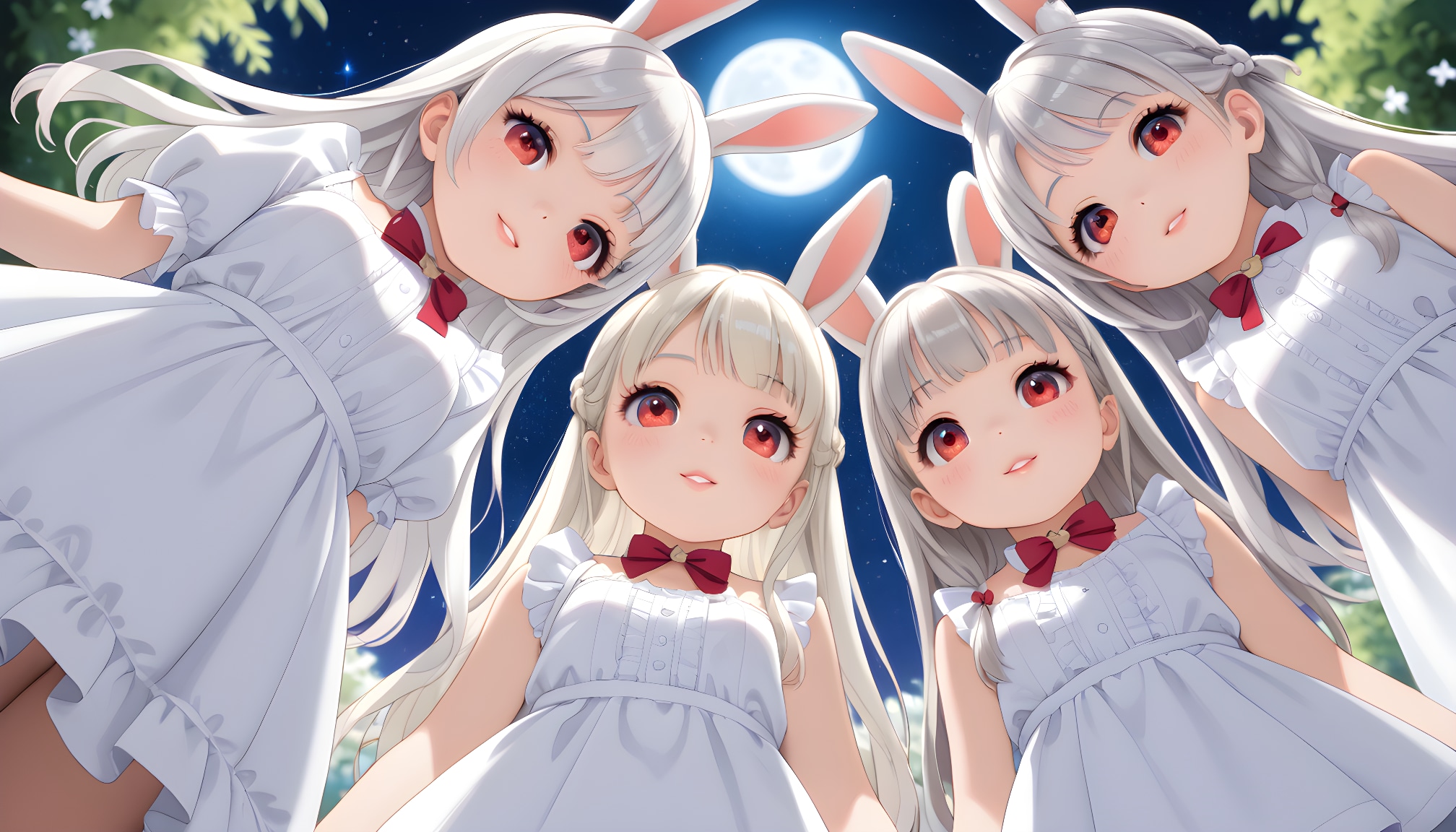 【#アルマゲスト】外で寝転んで星空を見ているとウサギっ子に囲まれた💦 | の人気AIイラスト・グラビア