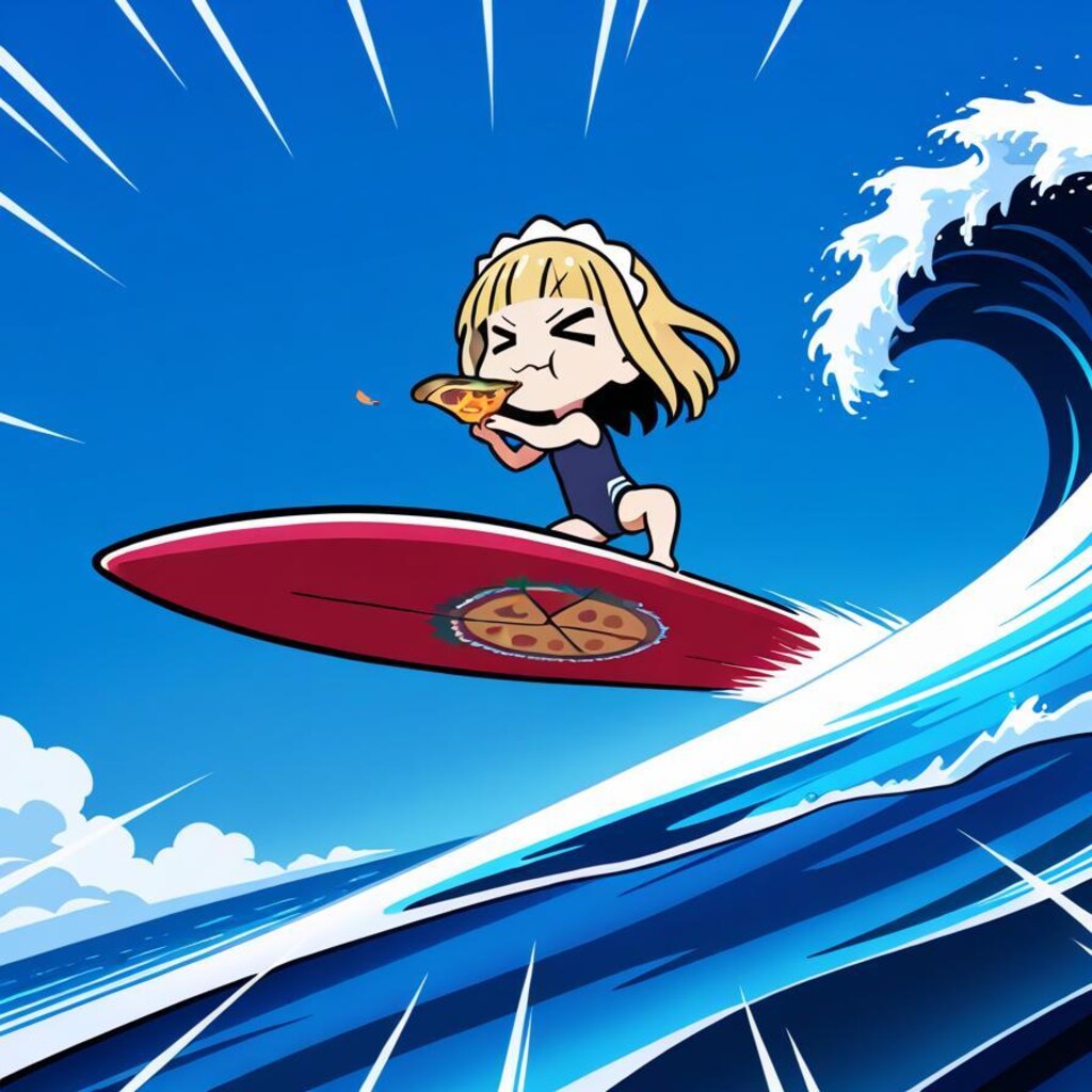 ﾄﾞｩｰﾝ！ﾃﾞｰﾃﾞｹﾃﾞｹﾃﾞｹﾃﾞｹﾃﾞｰ！🌊🏄‍♀️🌊🍕