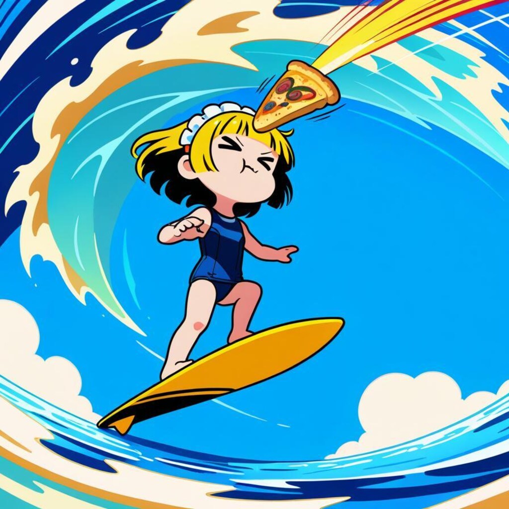 ﾄﾞｩｰﾝ！ﾃﾞｰﾃﾞｹﾃﾞｹﾃﾞｹﾃﾞｹﾃﾞｰ！🌊🏄‍♀️🌊🍕