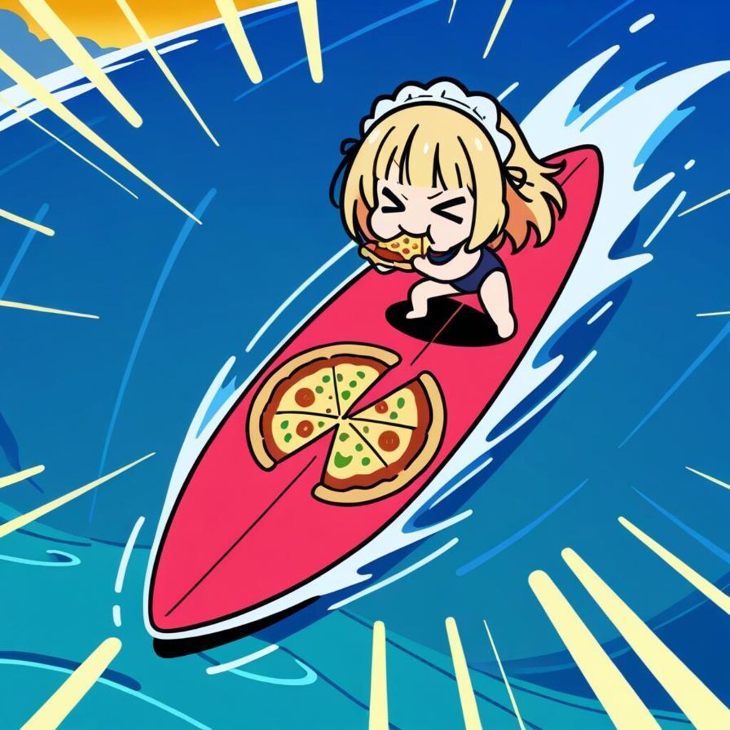 ﾄﾞｩｰﾝ！ﾃﾞｰﾃﾞｹﾃﾞｹﾃﾞｹﾃﾞｹﾃﾞｰ！🌊🏄‍♀️🌊🍕