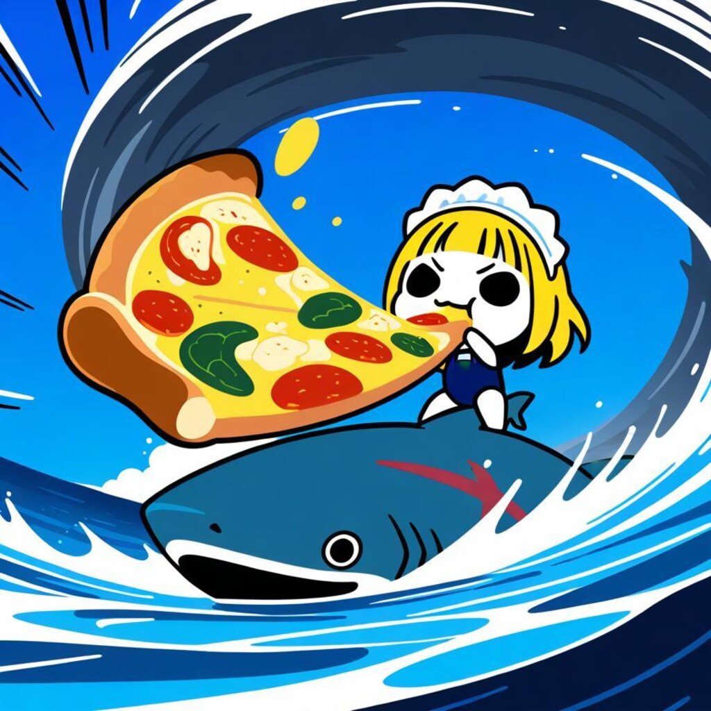 ﾄﾞｩｰﾝ！ﾃﾞｰﾃﾞｹﾃﾞｹﾃﾞｹﾃﾞｹﾃﾞｰ！🌊🏄‍♀️🌊🍕